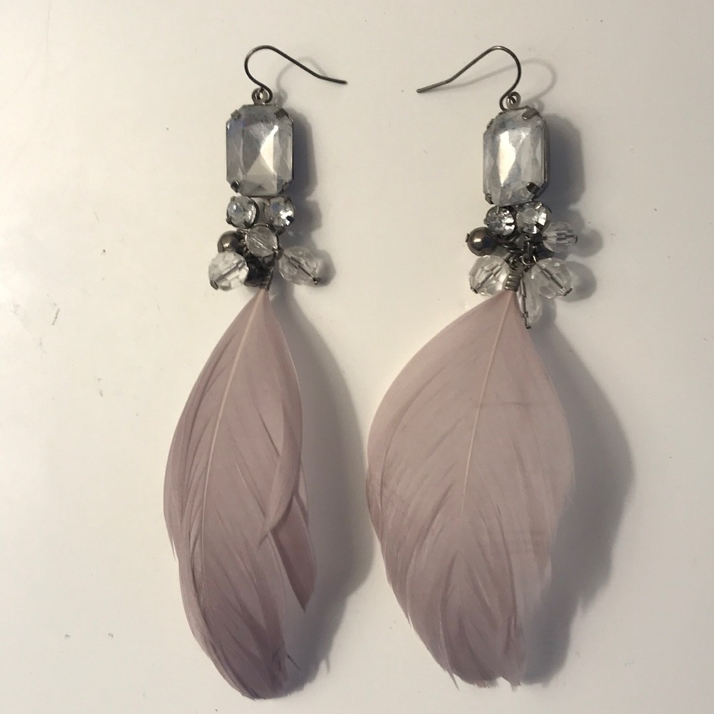 Purple feather earrings